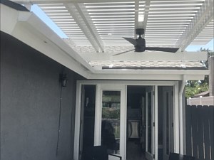 White fascia gutter round downspout, Irvine, CA